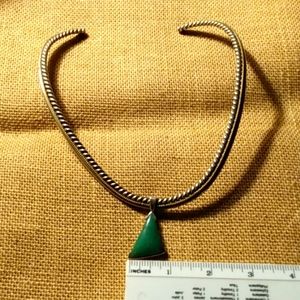 Ladies SS collar necklace w/ turquoise pendant